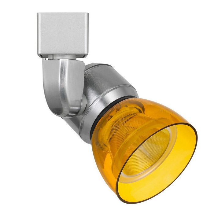 Metal and Clear Polycarbonate LED Track Fixture, Silver and Yellow