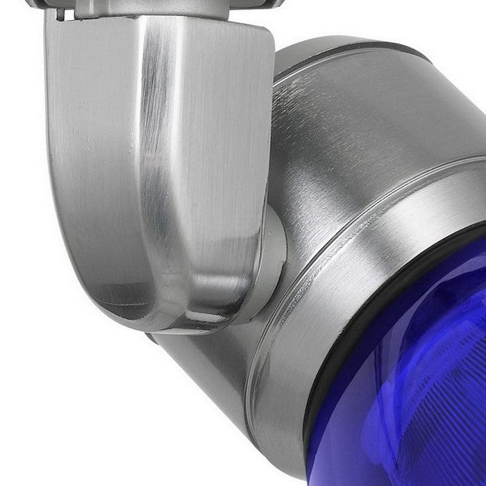 Metal and Clear Polycarbonate LED Track Fixture, Blue and Silver