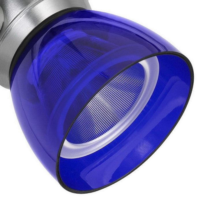 Metal and Clear Polycarbonate LED Track Fixture, Blue and Silver
