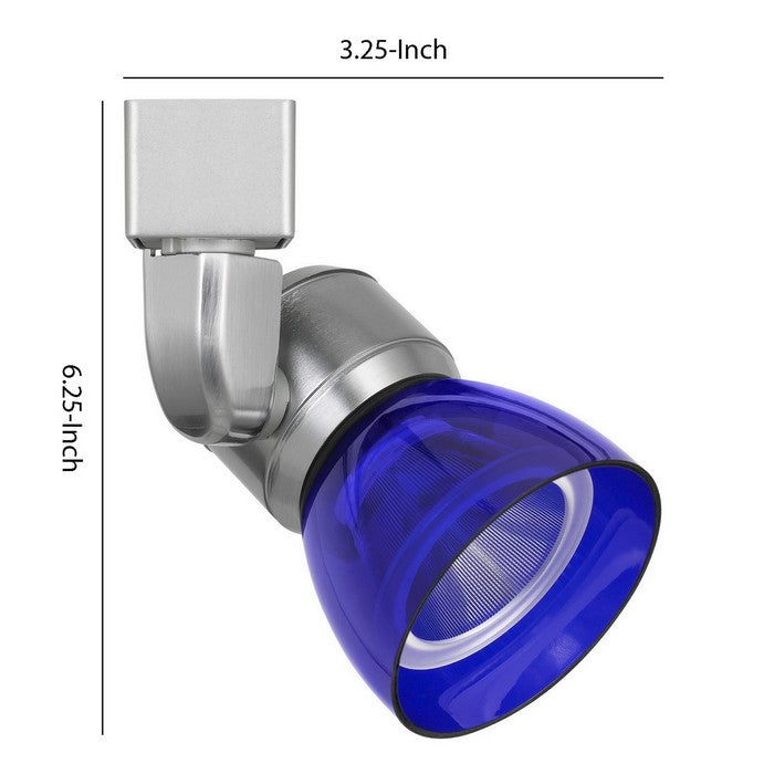 Metal and Clear Polycarbonate LED Track Fixture, Blue and Silver