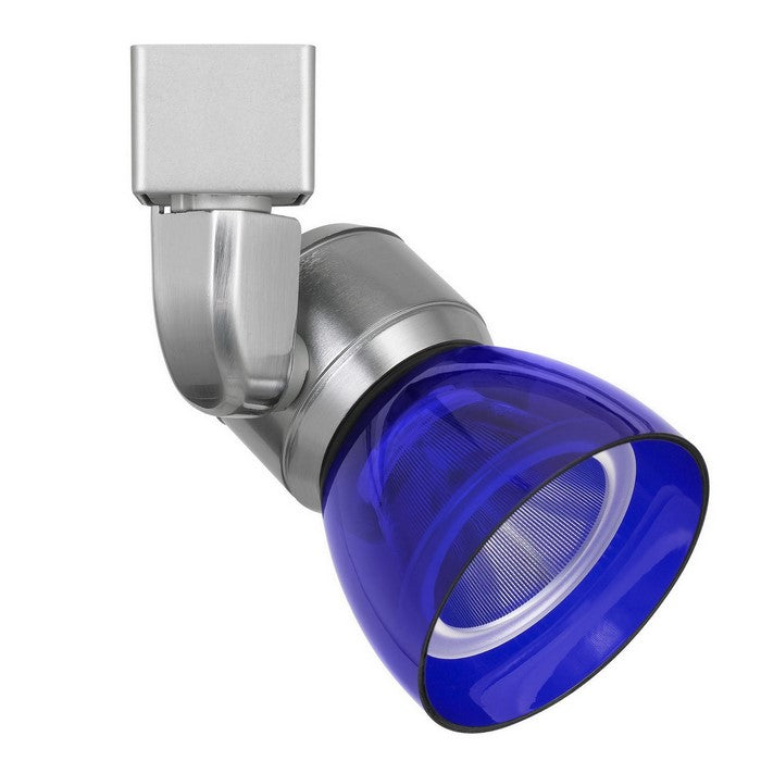 Metal and Clear Polycarbonate LED Track Fixture, Blue and Silver