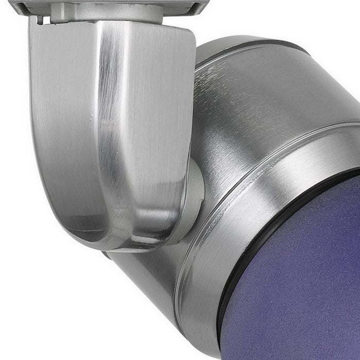 Metal and Frosted Polycarbonate LED Track Fixture, Blue and Silver