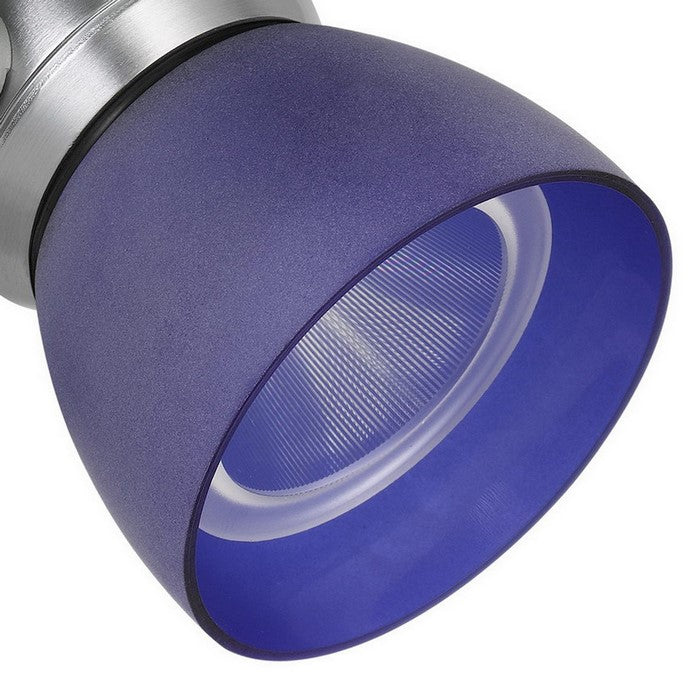 Metal and Frosted Polycarbonate LED Track Fixture, Blue and Silver