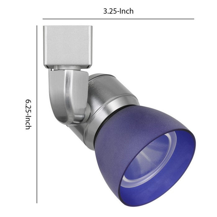 Metal and Frosted Polycarbonate LED Track Fixture, Blue and Silver