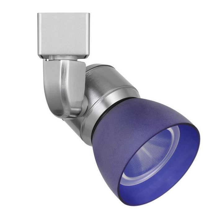 Metal and Frosted Polycarbonate LED Track Fixture, Blue and Silver