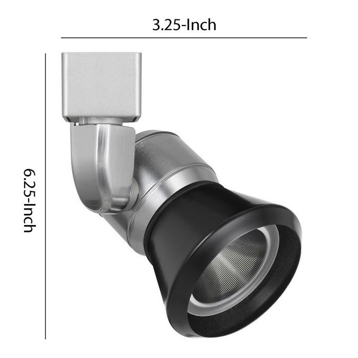 Metal LED Track Fixture with Conical Shade, Black and Silver