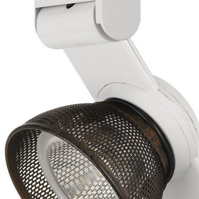 12W Integrated LED Metal Track Fixture with Mesh Head, Brown and White