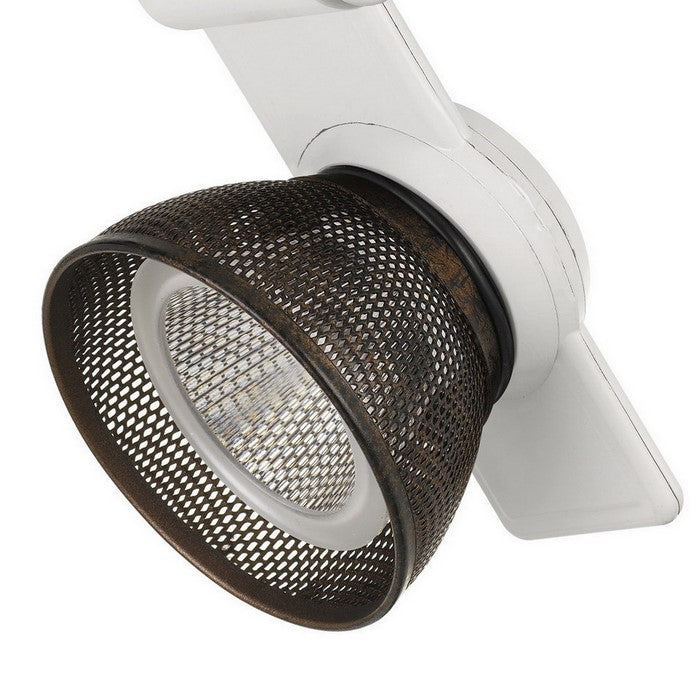 12W Integrated LED Metal Track Fixture with Mesh Head, Brown and White