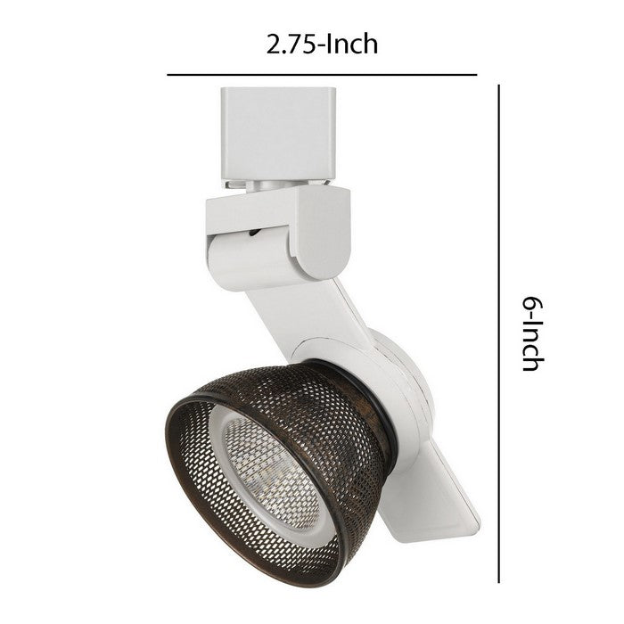 12W Integrated LED Metal Track Fixture with Mesh Head, Brown and White