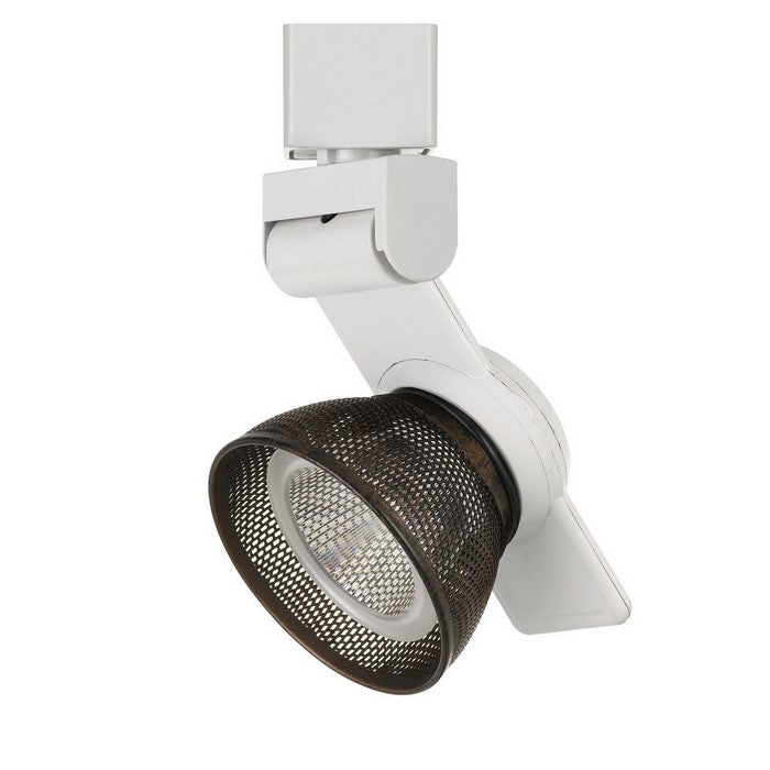 12W Integrated LED Metal Track Fixture with Mesh Head, Brown and White