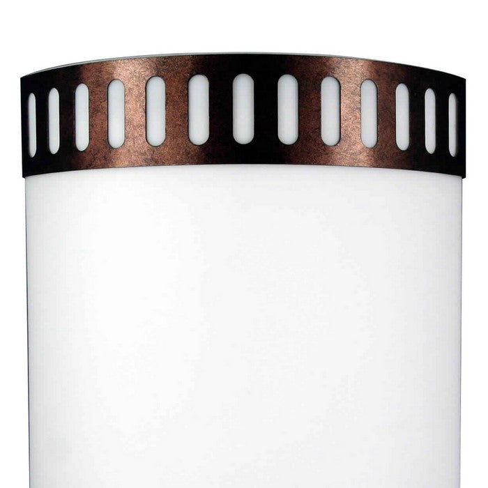 18W Wall Lamp with Acrylic Plate and Steel Trim, White and Rustic Brown