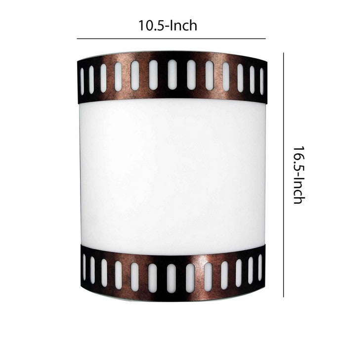 18W Wall Lamp with Acrylic Plate and Steel Trim, White and Rustic Brown