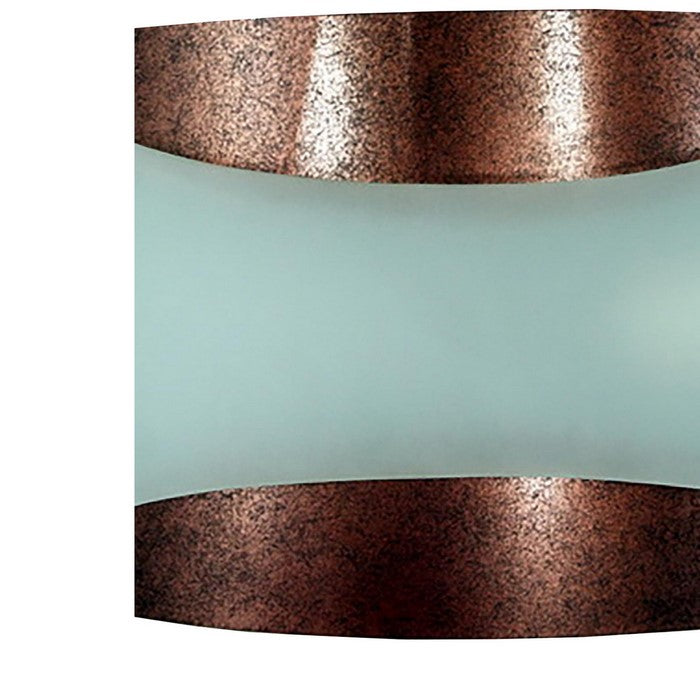 13W Wall Lamp with Metal Frame and Hardwired Switch, Rustic Brown and White
