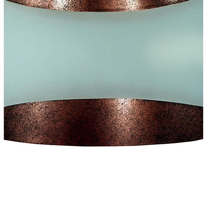 13W Wall Lamp with Metal Frame and Hardwired Switch, Rustic Brown and White