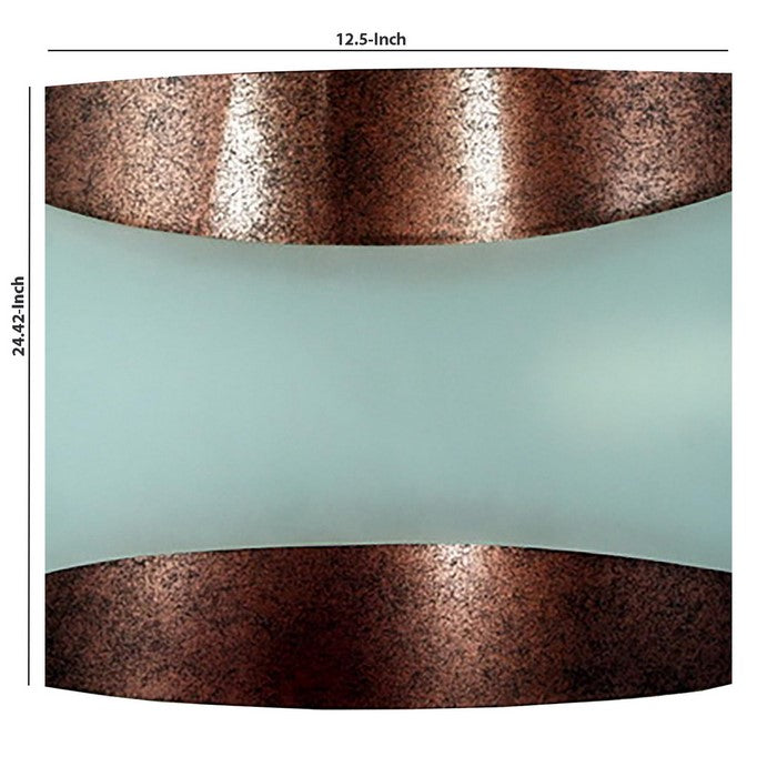 13W Wall Lamp with Metal Frame and Hardwired Switch, Rustic Brown and White