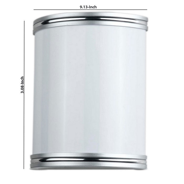 18W Metal PLC Wall Lamp with Brushed Trim Accent, Silver and White