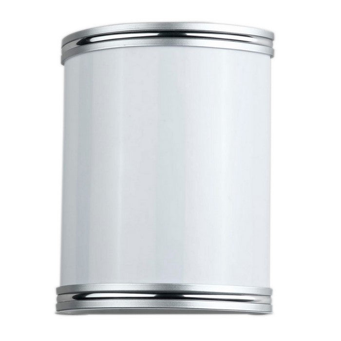18W Metal PLC Wall Lamp with Brushed Trim Accent, Silver and White
