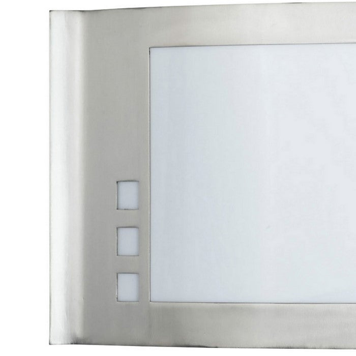 Rectangular Shaped Metal Wall Lamp with Brushed Steel Frame,Set of 4,Silver