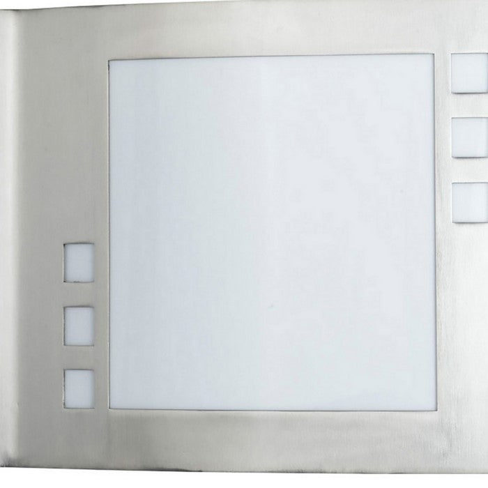 Rectangular Shaped Metal Wall Lamp with Brushed Steel Frame,Set of 4,Silver