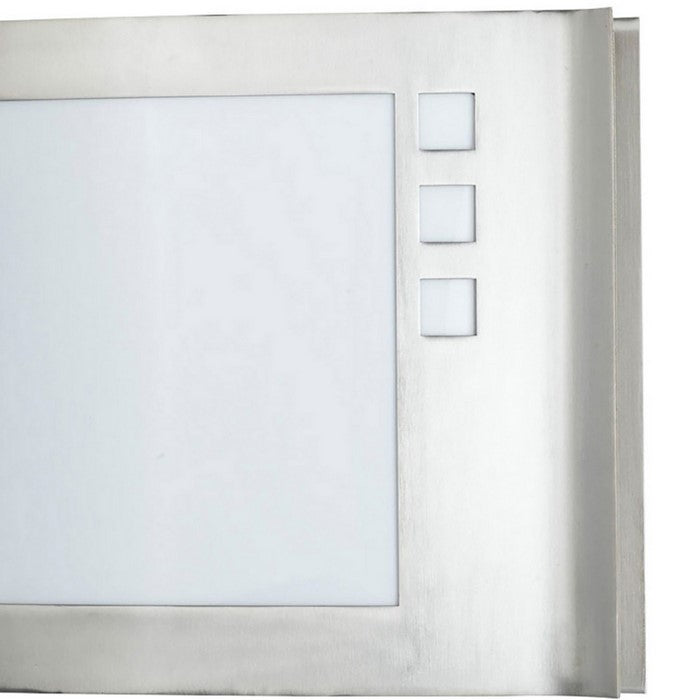 Rectangular Shaped Metal Wall Lamp with Brushed Steel Frame,Set of 4,Silver