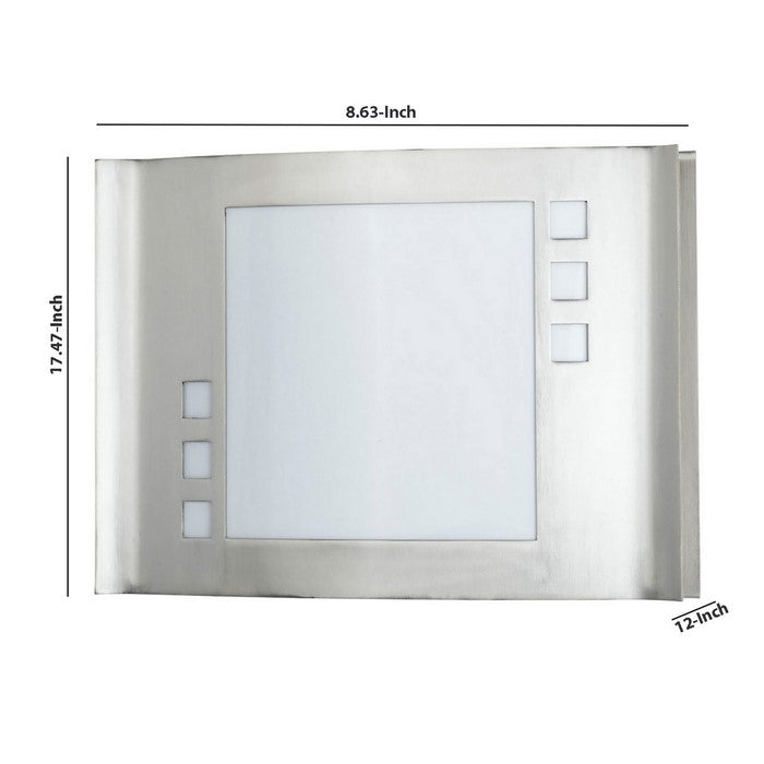 Rectangular Shaped Metal Wall Lamp with Brushed Steel Frame,Set of 4,Silver