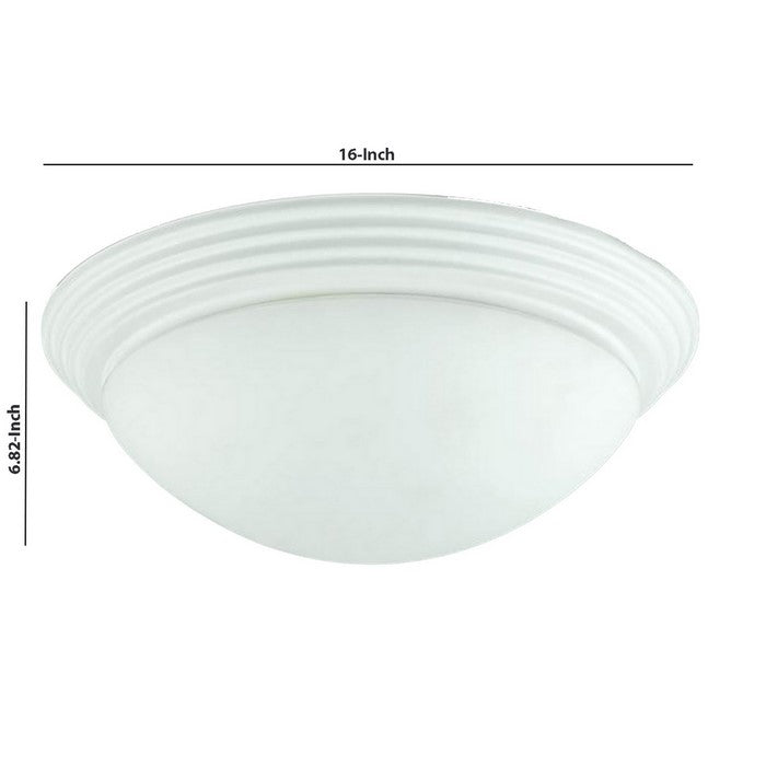 Dome Shaped Glass Ceiling Lamp with Hardwired Switch, White and Clear