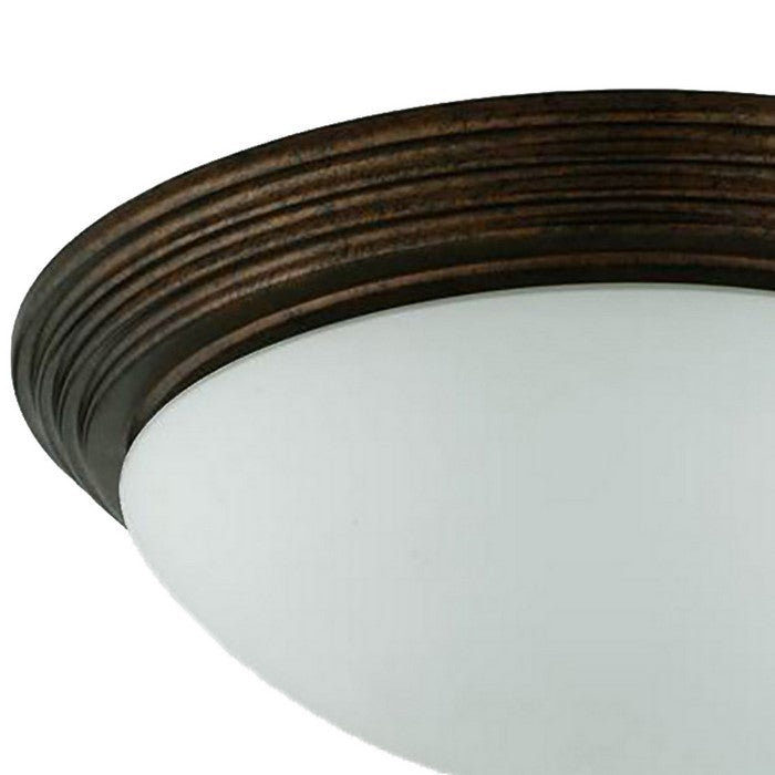 Dome Shaped Glass Ceiling Lamp with Hardwired Switch, Brown and Clear