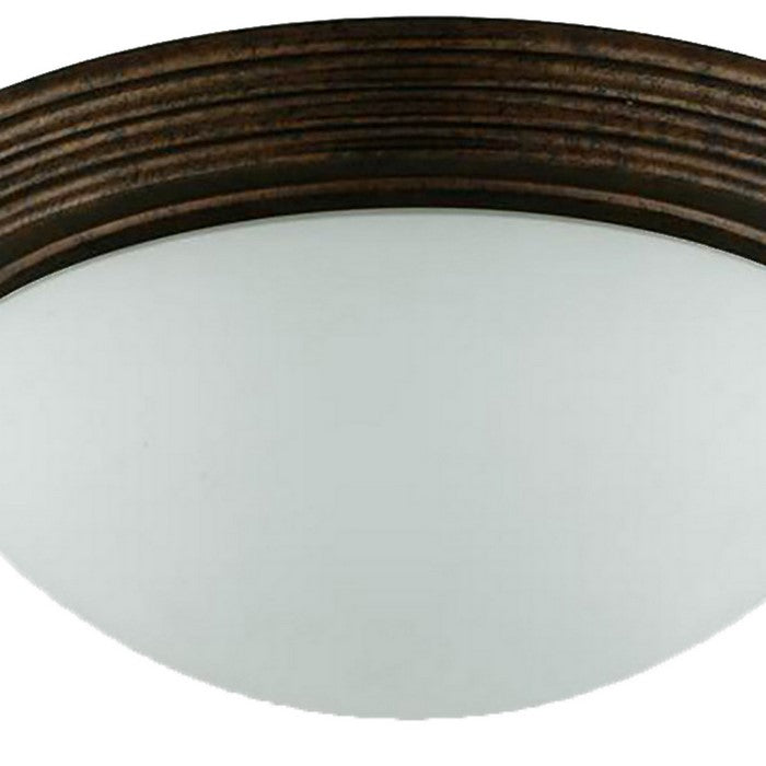 Dome Shaped Glass Ceiling Lamp with Hardwired Switch, Brown and Clear