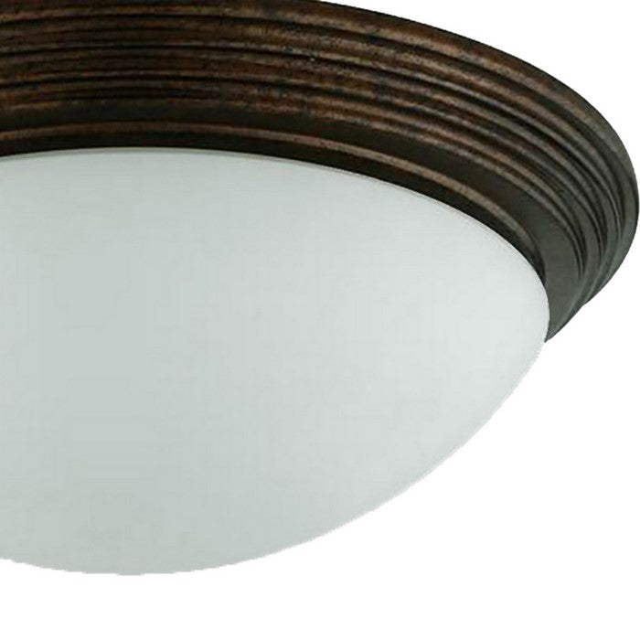 Dome Shaped Glass Ceiling Lamp with Hardwired Switch, Brown and Clear