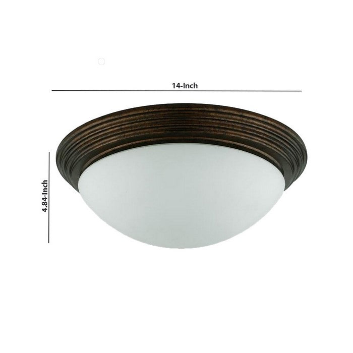 Dome Shaped Glass Ceiling Lamp with Hardwired Switch, Brown and Clear