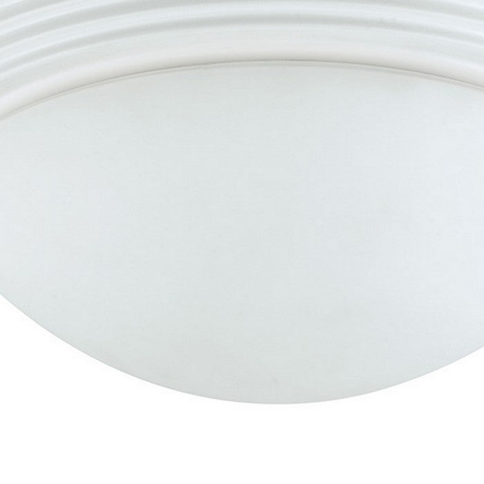 Dome Shaped Glass Ceiling Lamp with Hardwired Switch, White and Clear