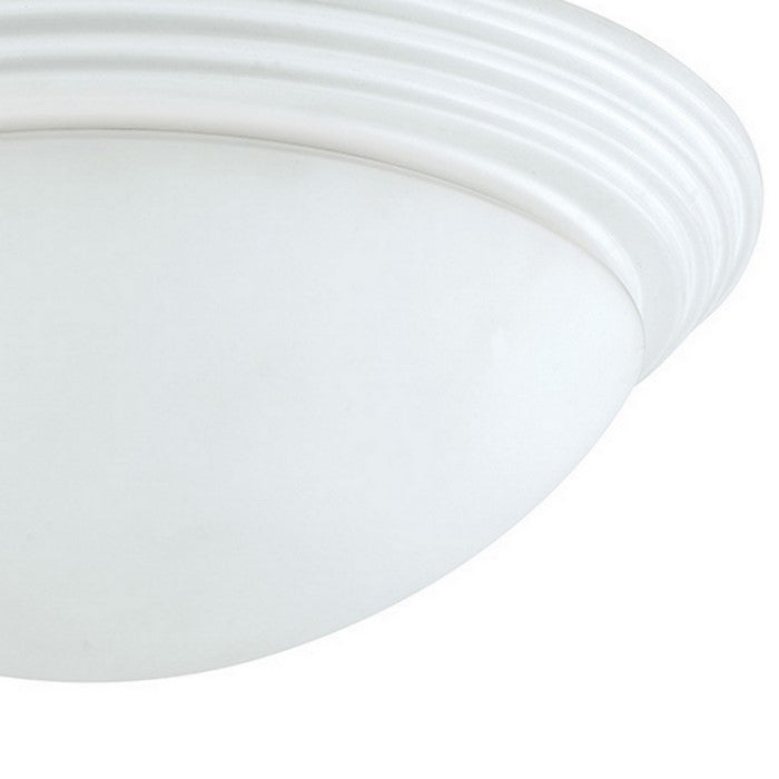Dome Shaped Glass Ceiling Lamp with Hardwired Switch, White and Clear