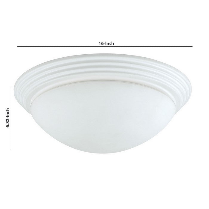 Dome Shaped Glass Ceiling Lamp with Hardwired Switch, White and Clear