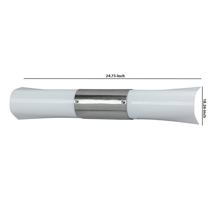 Elongated Curved Design Vanity Light with Silver Accent, Set of 4,White
