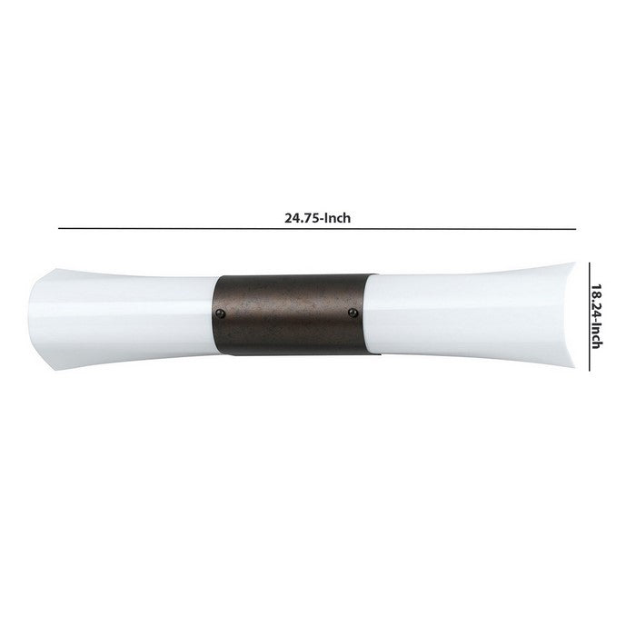 Elongated Vanity Light with Frosted Acrylic Plate, Set of 4,White and Brown