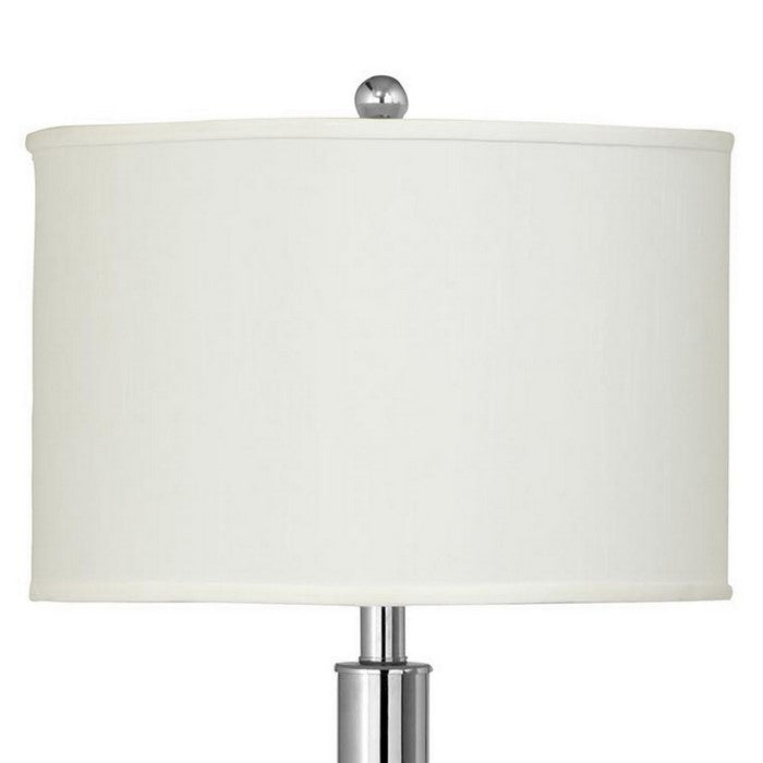 Metal Table Lamp with Tubular Support and Push Through Switch, Silver
