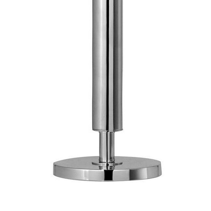Metal Table Lamp with Tubular Support and Push Through Switch, Silver