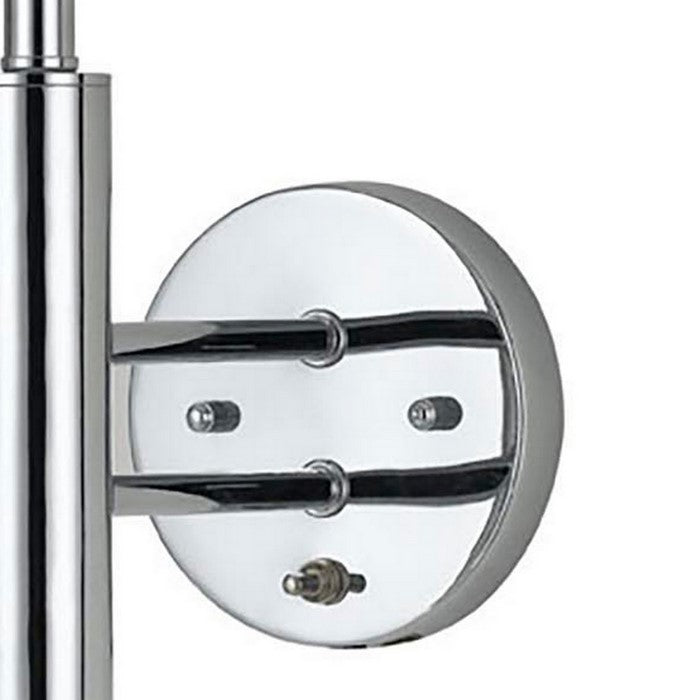 Metal Single Lighting Wall Lamp with Drum Shade and Rocker Switch, Silver