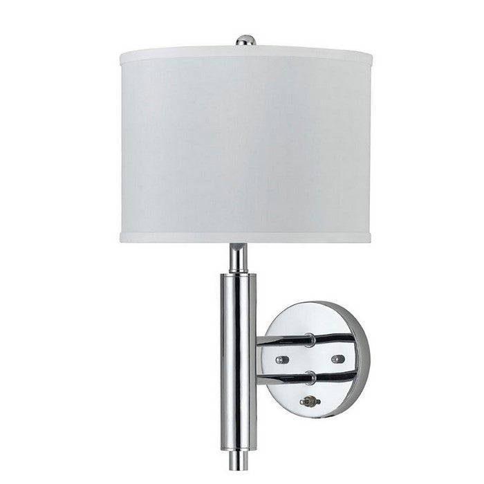 Metal Single Lighting Wall Lamp with Drum Shade and Rocker Switch, Silver