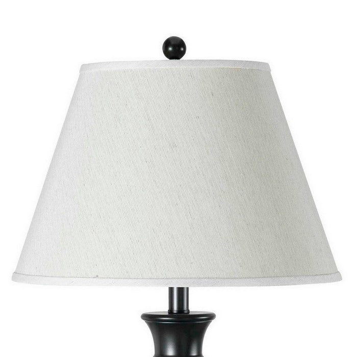 Metal Table Lamp Pedestal Legs and 1 Power Outlet, Black and White