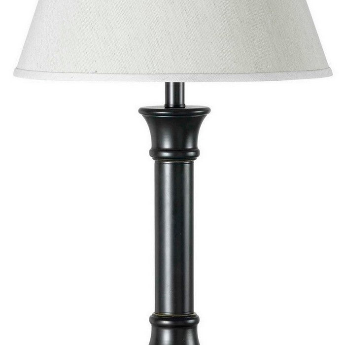 Metal Table Lamp Pedestal Legs and 1 Power Outlet, Black and White