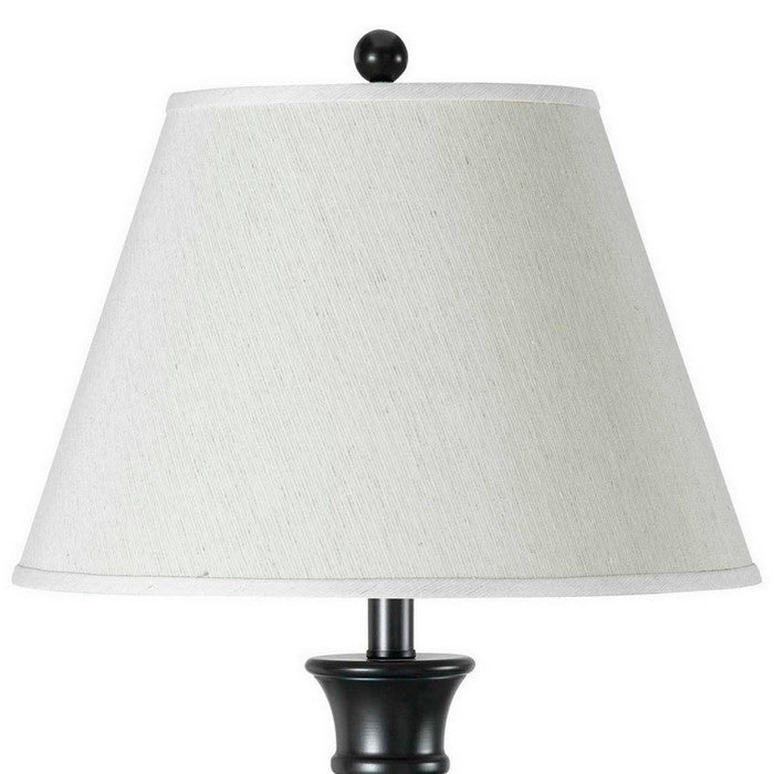 Metal Table Lamp Pedestal Legs and 2 Power Outlet, Black and White