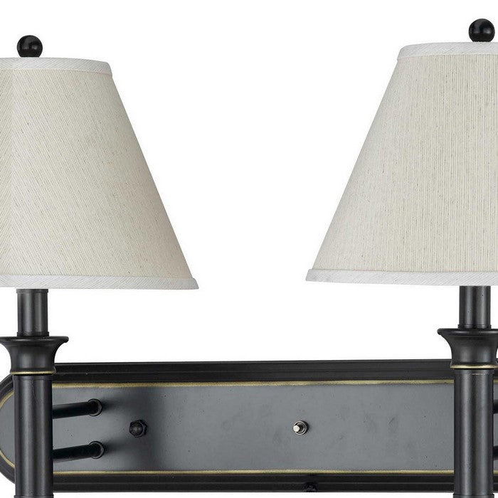 Dual Lighting Wall Lamp Pedestal Legs and Tapered Shade, Black and White