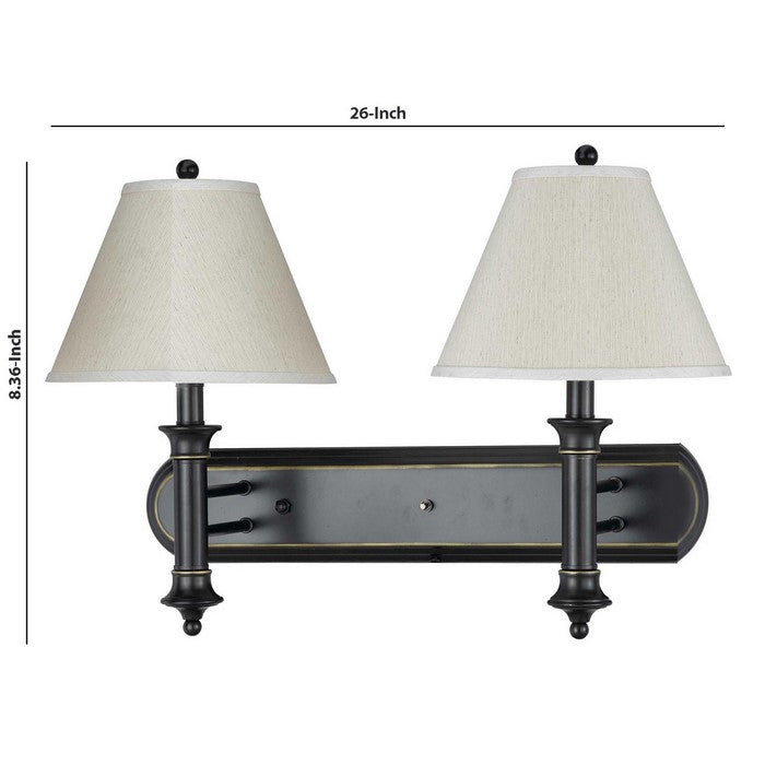 Dual Lighting Wall Lamp Pedestal Legs and Tapered Shade, Black and White