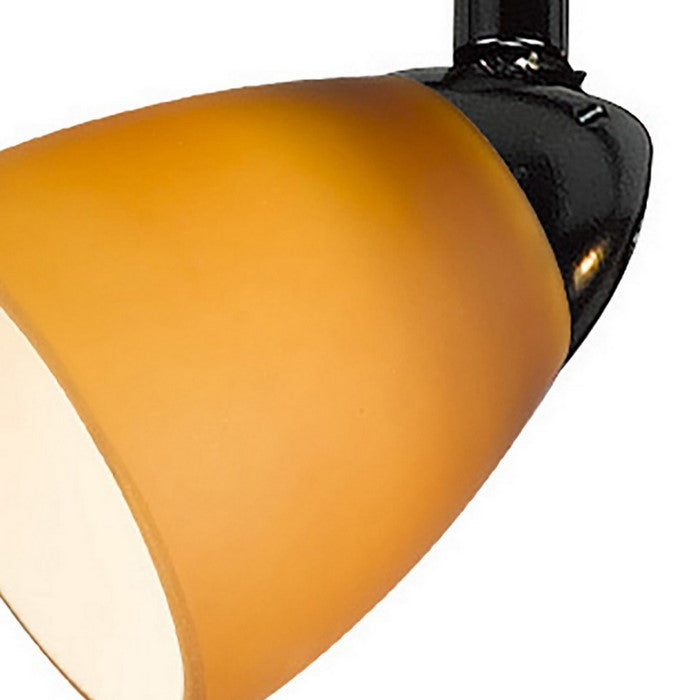 Hand Blown Glass Shade Track Fixture with Metal Frame, Yellow and Black