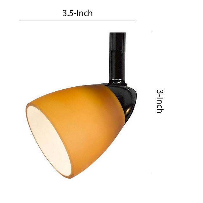 Hand Blown Glass Shade Track Fixture with Metal Frame, Yellow and Black