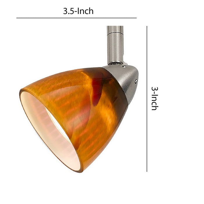 Hand Blown Glass Shade Adjustable Track Light Head with Metal Frame,Yellow