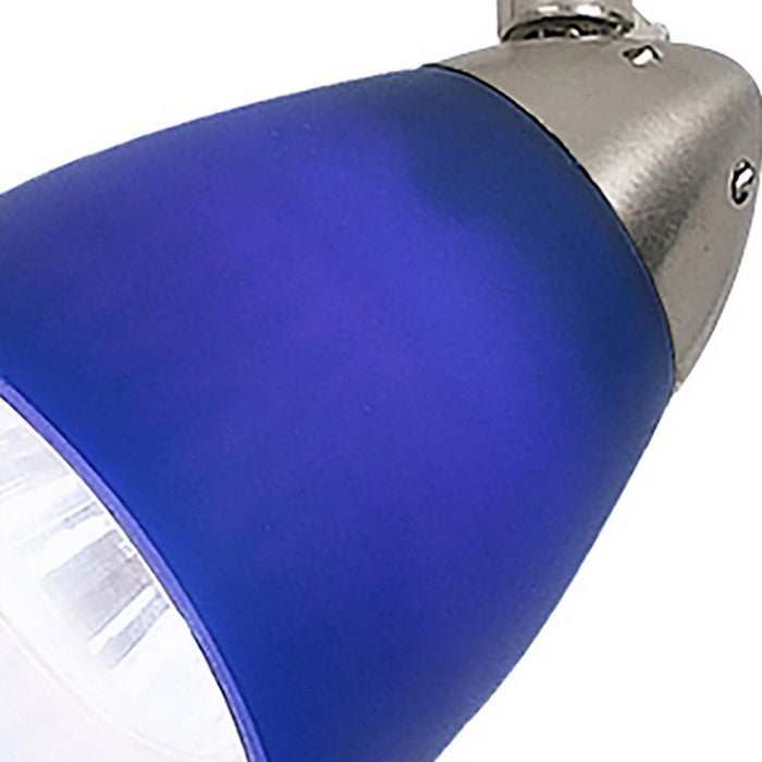 Hand Blown Glass Shade Adjustable Track Light Head with Metal Frame, Blue