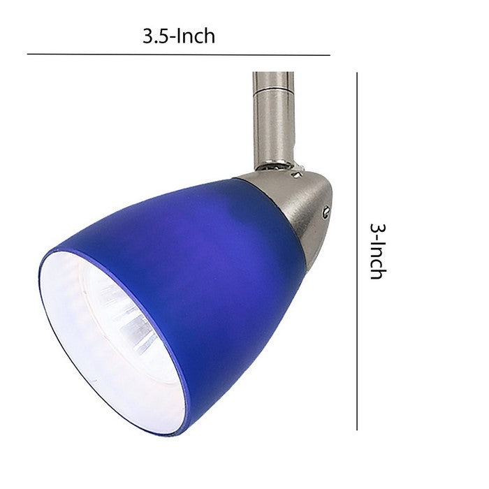 Hand Blown Glass Shade Adjustable Track Light Head with Metal Frame, Blue