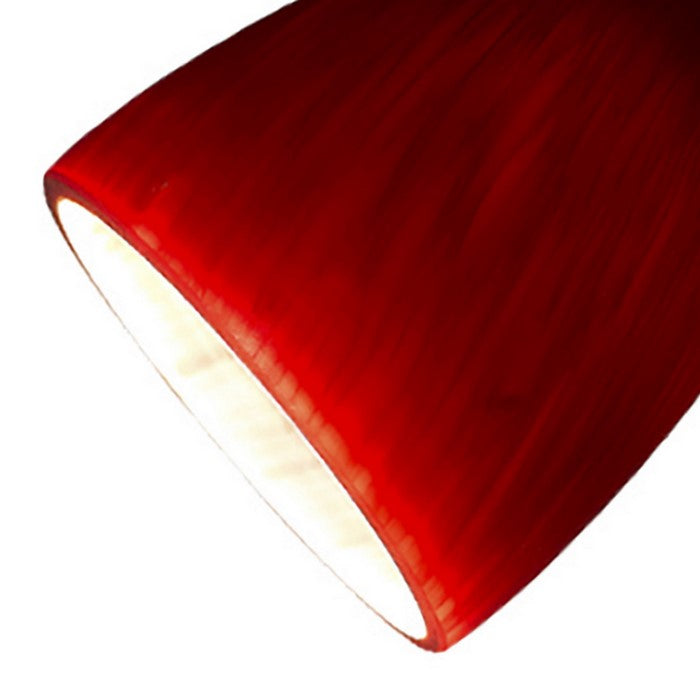 Hand Blown Glass Shade Track Light Head with Metal Frame, Red and Silver